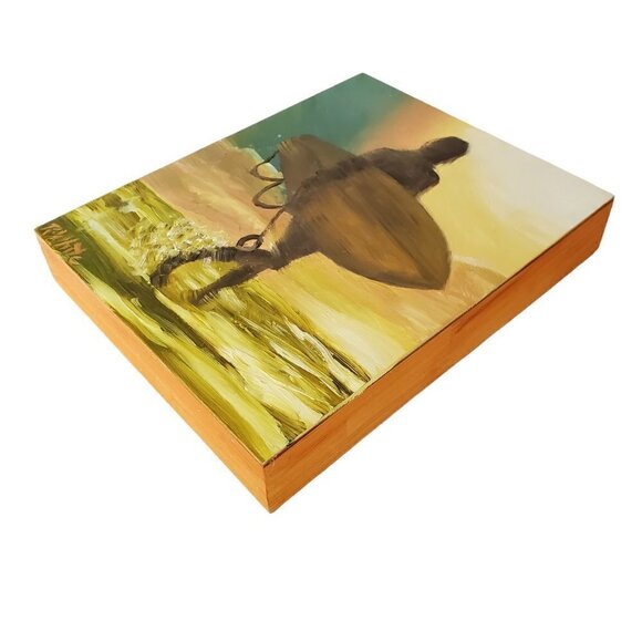 “Surfer“ Original oil painting on Cradled Wood Panel 8"w x 10"h x 1.5"d - Picture 7 of 10